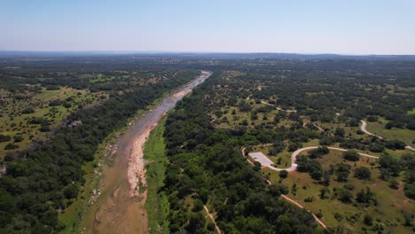 Aerial-footage-of-Remier's-Ranch-Park-located-at-23610-Hamilton-Pool-Rd,-Dripping-Springs,-TX-78620