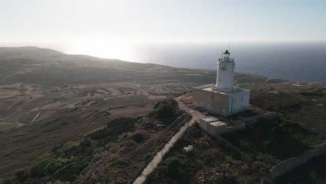 Aerial-view-of-Lighthouse-in-Gozo-reveal-shot