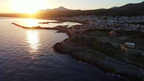 The-city-and-fortress-of-Rethymno-at-sunrise-by-drone
