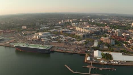 Aerial-shot-towards-Southampton-warehouses