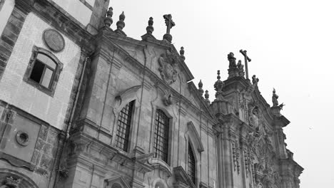 Low-angle-Church-of-the-Carmes-in-Porto,-Portugal