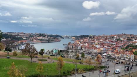 Porto,-Portugal-from-above-overlooking-Dom-Luis-1-bridge-and-Porto-city