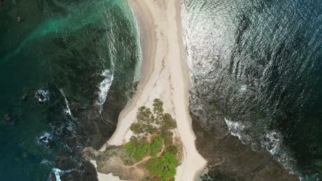 Birdseye-Aerial-Above-Costa-Rica-Beach,-San-Juanilllo,-With-Sand-And-Rocky-Shore,-4K-Drone