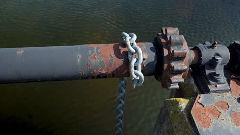 anchor-chain-in-a-lake-stock-video-footage-iron