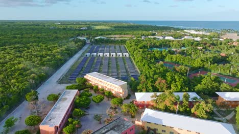 Solar-panels-powering-hotels-of-Punta-Cana,-Dominican-Republic