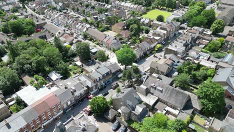 Walthamstow-Village,-East-London,-Vereinigtes-Königreich,-Straßen-Und-Häuser,-Drohne,-Luftaufnahme