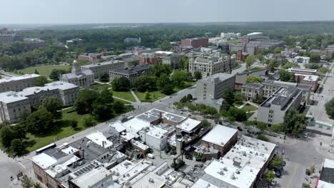 Old-Capitol-building-on-the-campus-of-the-University-of-Iowa-in-Iowa-City,-Iowa-with-drone-video-moving-at-an-angle-left-to-right