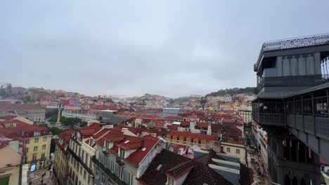 Lissabon-Stadt-In-Portugal-Von-Santa-Justa-Lift-Tagsüber-An-Einem-Bewölkten-Tag