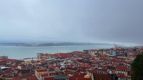 Lissabon,-Portugal-Mit-Blick-Auf-Die-Stadt-Und-Den-Fluss-Tejo-Während-Des-Tages