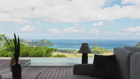 Luxury-mountain-side-villa-in-the-South-of-Lombok-with-ocean-views-across-the-infinity-pool-from-the-lounge-room
