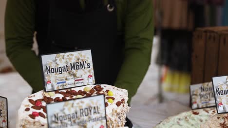 French-Nougat,-Famous-Dessert-being-Sold-by-Street-Market-Vendor