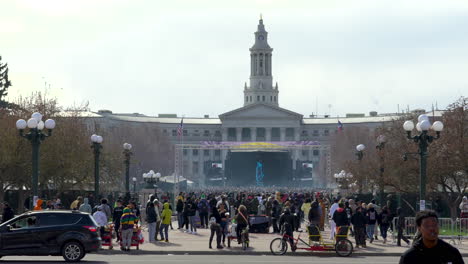 Busy-crowds-at-Mile-High-420-Festival,-Denver-Civic-Center-Park,-street-view