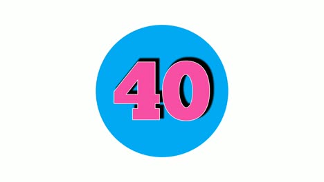 Nummer-40-Vierzig-Zeichensymbol-Animation-Bewegungsgrafiken-Auf-Weißem-Hintergrund,-4K-Cartoon-Videonummer-Für-Videoelemente