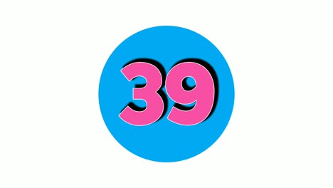 Nummer-39-Neununddreißig-Zeichen-Symbol-Animationsgrafiken-Auf-Weißem-Hintergrund,-4K-Cartoon-Videonummer-Für-Videoelemente