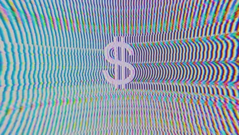 Dollar-sign-glitch-retro-vaporwave-animation,-analog-VHS,-chromatic-aberation,-currency-symbol-Dollarsign-distortion,-money,-valuta,-glitched-icon,-american-dollar,-noise,-CRT-TV,-visual-trippy-effect