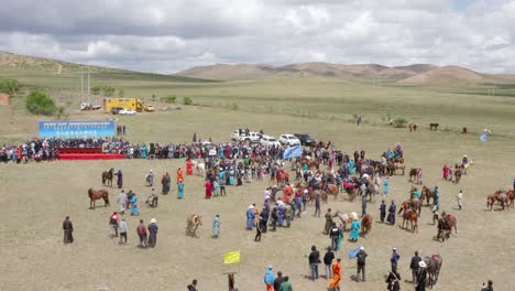 People-panicking-over-an-out-of-control-horse-at-the-traditional-festival-of-Naadam,-Mongolia