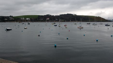Extra-wide-Shot-of-Falmouth-Marina-with-Flushing,-in-background