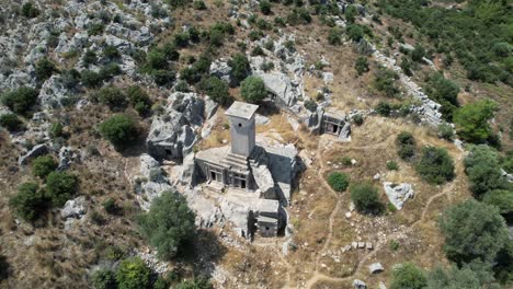 Drone-shot-of-the-Ancient-City-of-Xanthos-Necropolis-in-Türkiye