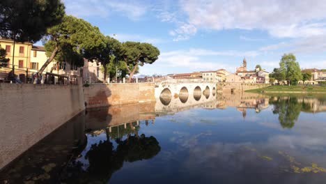 The-Roman-Tiberius-Bridge-in-Rimini,-Italy