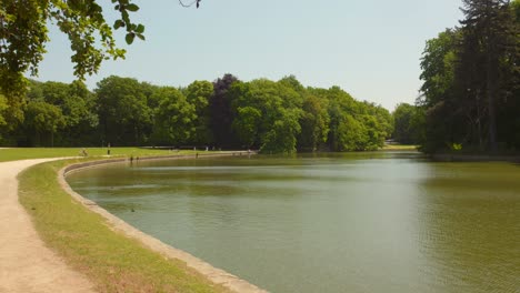 Idyllischer-Teich-Und-üppige-Natur-Im-Stadtpark-Bois-De-La-Cambre-In-Brüssel,-Belgien