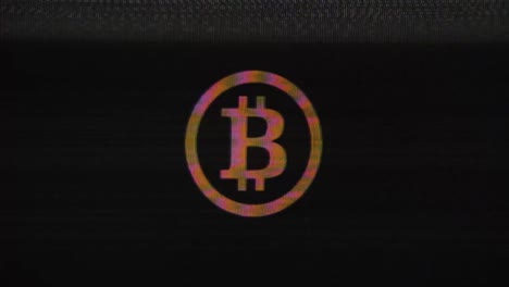 TV-Glitch-Bitcoin-Krypto-Währungszeichen-Rauschmuster