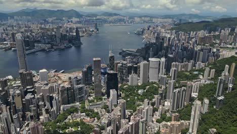 Aerial-of-skyline-of-Hong-Kong-and-harbour