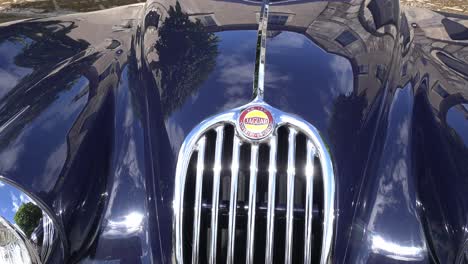 Flowing-lines-of-a-Jaguar-XK120-at-a-classic-car-rally-in-Waterford-Ireland-in-spring-at-a-stately-home