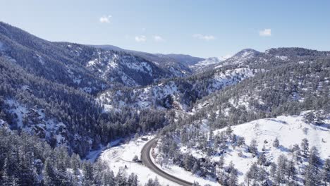 Autobahn-Im-Boulder-Canyon-Forest-Mountain-Range---Boulder-Canyon,-Colorado---Tagsüber