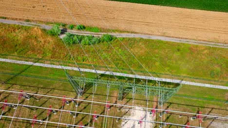 Electrical-Transformer-Substation-In-Green-Fields---aerial-top-down