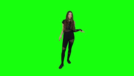 Young-female-actor-expressing-herself-in-front-of-a-green-screen-in-slow-motion