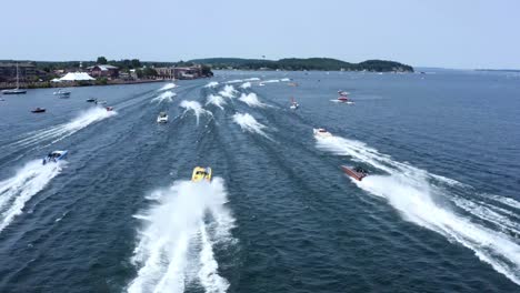 Cigarette-Boats-in-Poker-Run-Race---Go-Fast-Power-Boat-Racing---Aerial-Drone-View-in-HD-and-4K