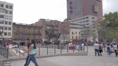 A-plaza-in-the-historic-center-of-Mexico-City-where-the-Caballito-statue-stands
