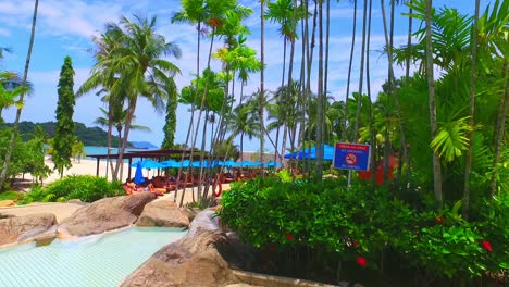 Sehr-Schöner-Swimmingpool-Eines-Luxusresorts-Mit-Kokospalmen-Langkawi,-Malaysia