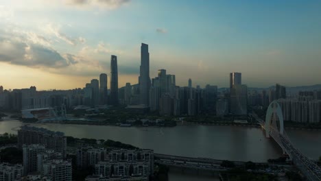 Aerial-footage-near-Canton-Tower,-China