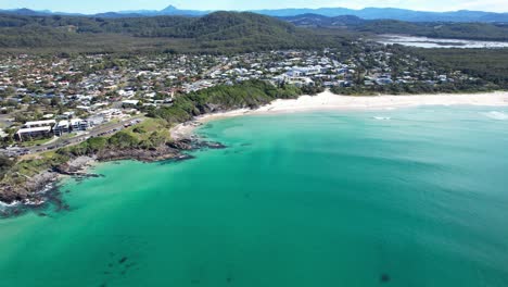 Panoramic-View-of-Cabarita-Beach-and-Norries-Headland,-Tweed-Shire,-Bogangar,-Northern-Rivers,-New-South-Wales,-Australia-Aerial-Shot