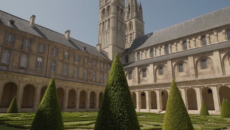 Beautiful-view-of-inside-the-court-of-the-abbaye-aux-hommes-in-caen