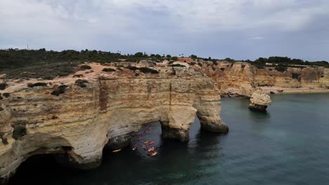 Moving-drone-shot-of-Elephant-Rock-on-Portuguese-Coast