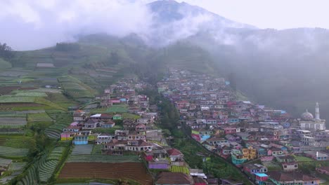 Aerial-view-of-countryside-on-the-mountain-slope