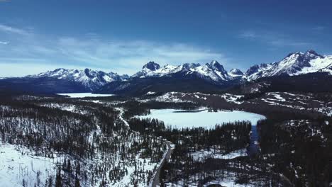 Winter-Landscape-Of-Redfish-Lakes-In-Idaho,-United-States