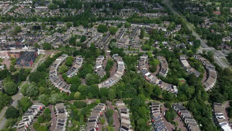 Lush-rozendaal-suburb,-leusden-netherlands,-aerial-panoramic-overview