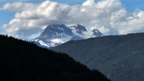 Forested-Valley-With-Mount-Garibaldi-At-The-Background-In-Southwestern-British-Columbia,-Canada