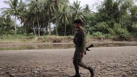 Asian-Soldiers-Walking-Through-Dry-Riverbed-War-Warfare-Military