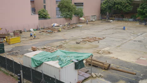 Dream-home-apartment-foundation-laying-by-workers-at-HongKong