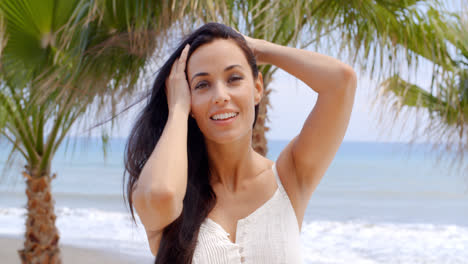 Woman-with-Hands-in-Hair-on-Tropical-Beach