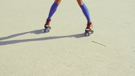 Close-Up-of-Girl-Riding-Roller-Skates
