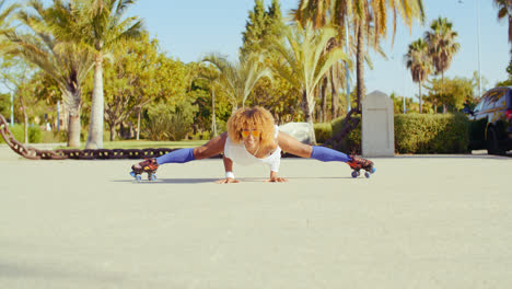 Sexy-Flexible-Girl-Doing-Splits-on-Roller-Skates