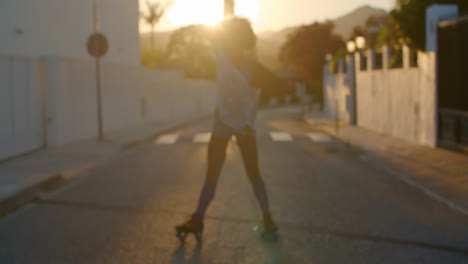 Girl-On-Roller-Skates-at-Sunset