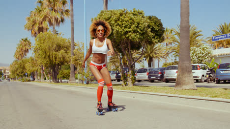 Retro-Stylized-Sexy-Girl-On-Roller-Skates