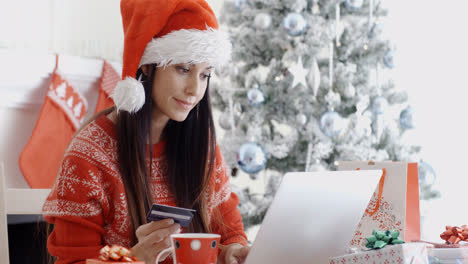 Junge-Frau-Bestellt-Weihnachtsgeschenke-Online