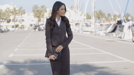 Business-Woman-Walking-On-The-The-Pier